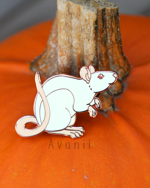 Little Companion: Standing Albino Rat - Hard Enamel Pin