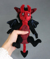 Blue Twin Demon / Devil - handmade fantasy plush - minky miniature