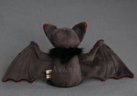 Grey Vampire Bat - Handmade minky plush