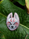 Swirly Kitsune Mask - Embroidered Iron-on Patch