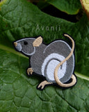 Grey Hooded Rat - Embroidered Iron-on Patch