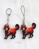 Tanuki / Japanese Raccoon Dog - Wooden Charm - 2 inch keychain