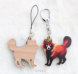 Tanuki / Japanese Raccoon Dog - Wooden Charm - 2 inch keychain