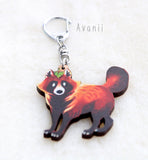 Tanuki / Japanese Raccoon Dog - Wooden Charm - 2 inch keychain