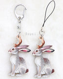 Jackalope / Horned Rabbit - Wooden Charm - 2 inch keychain