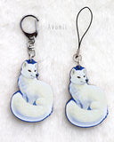Arctic Fox - Wooden Charm - 2 inch keychain