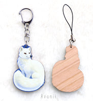 Arctic Fox - Wooden Charm - 2 inch keychain