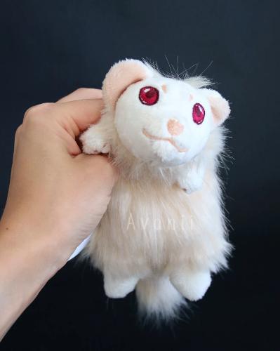 Albino Ferret - small floppy - handmade plush animal