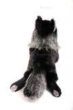 Black Wolf - Handmade plush animal - realistic faux fur