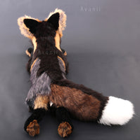 Large Cross Fox - Handmade plush animal - realistic faux fur