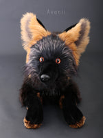 Large Cross Fox - Handmade plush animal - realistic faux fur