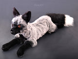 Large Silver Fox - Handmade plush animal - realistic faux fur
