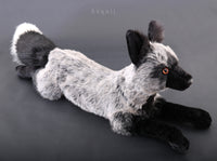 Large Silver Fox - Handmade plush animal - realistic faux fur