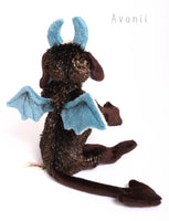 Copper Feathered Demon / Devil - handmade fantasy plush - minky miniature