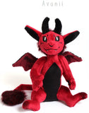 Red Demon / Devil - handmade fantasy plush - minky miniature