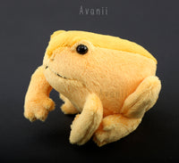 Small Golden Frog / Toad - handmade plush animal - minky miniature