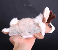Rosy Grey Jackalope / Horned Rabbit - small floppy - handmade plush animal