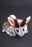 Wild Grey Jackalope / Horned Rabbit - small floppy - handmade plush animal