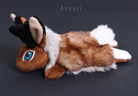 Brown Jackalope / Horned Rabbit - small floppy - handmade plush animal