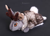 Wild Grey Jackalope / Horned Rabbit - small floppy - handmade plush animal