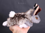 Wild Grey Jackalope / Horned Rabbit - small floppy - handmade plush animal