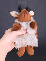 Brown Jackalope / Horned Rabbit - small floppy - handmade plush animal
