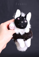 Kitsune Cub - White Shadow Fox - small floppy - handmade plush animal