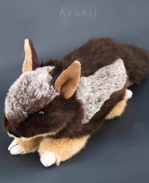 Podzol / Fantasy Badger Rabbit- Handmade plush animal - realistic faux fur