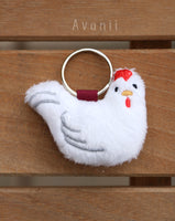 White Chicken / Bird - Soft Charm / Plush Keychain