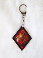 Magical Animal: Red Lion - Wooden Charm - 1,5 inch keychain